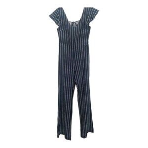 Etophe Studio's Wide Leg‎ Stripe Flutter Sleeve Jumpsuit with Open Back S